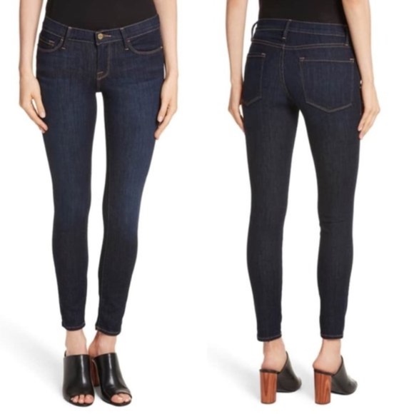 NEW FRAME Le Skinny de Jeanne Jeans Dame Dark Blue Stretch 24 - Picture 2 of 12